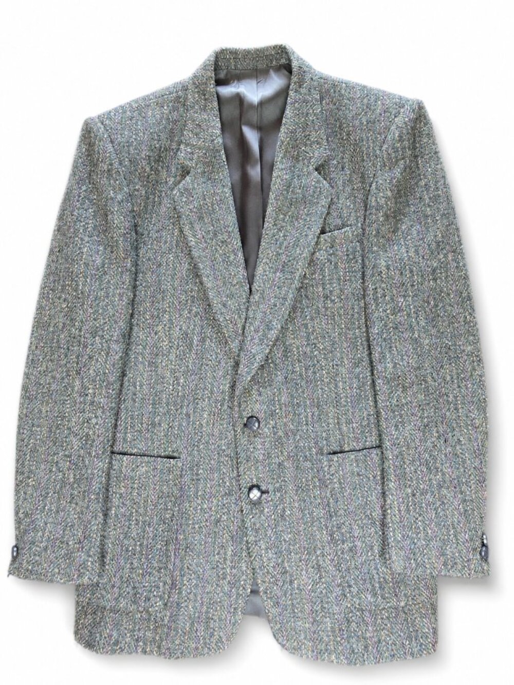 Vintage Harris Tweed Brian David Canada Wool Blazer 40T Grey Flecked